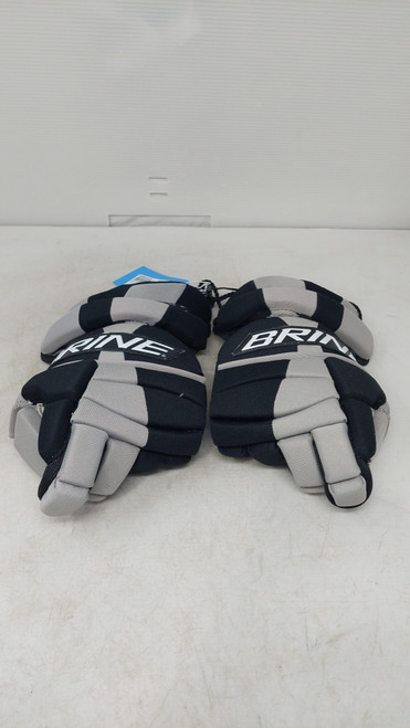 Vist Large View of Product Image Which is Used Brine LAX JR GLOVES Lacrosse Gloves Junior Grey 12"