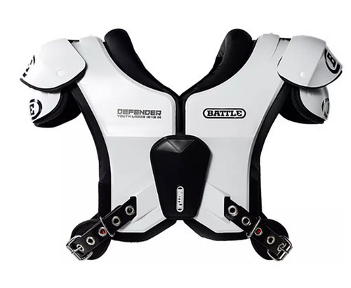 Vist Large View of Product Image Which is New BATTLE ADULT WHITE DEFENDER SHOULDER PADS