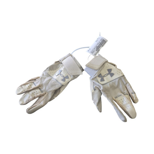 Vist Large View of Product Image Which is Used Under Armour BATTING GLOVE PAIR YOUTH BB/SB Batting Gloves White Youth