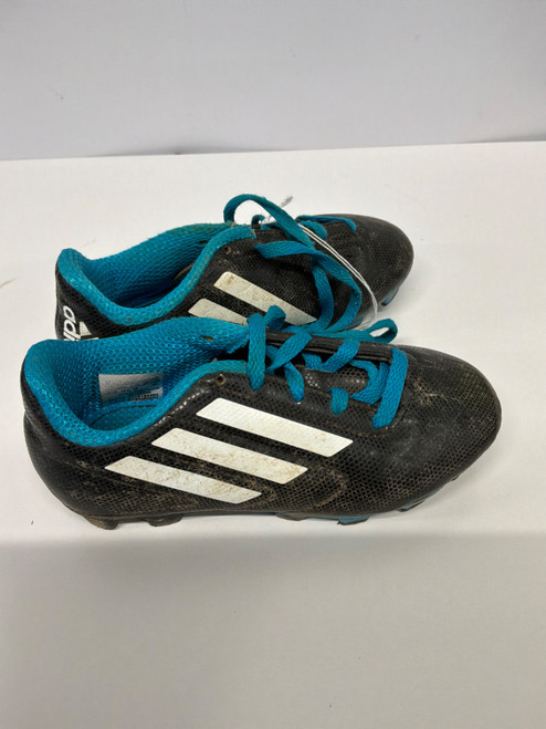 Vist Large View of Product Image Which is Used Adidas Soccer Cleats Black And Sky Blue Youth 10.5