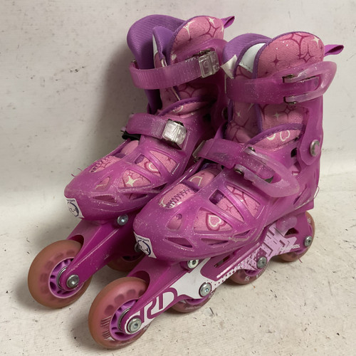 Vist Large View of Product Image Which is Used RollerDerby PINK INLINE SKATES 12-1 Child Rec Fitness Skates Pink Adjustable