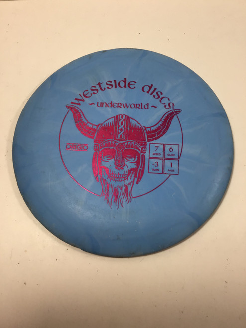 Vist Large View of Product Image Which is Used Westside ORIGIO UNDERWORLD Disc Golf Driver Royal Blue 173g