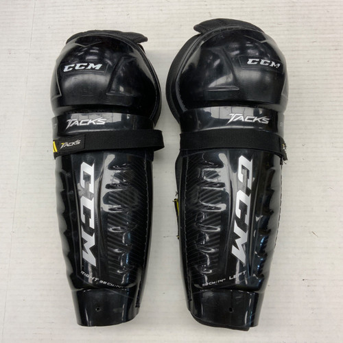 Vist Large View of Product Image Which is Used CCM TACKS 9550 Senior Shin Guards Black 14"