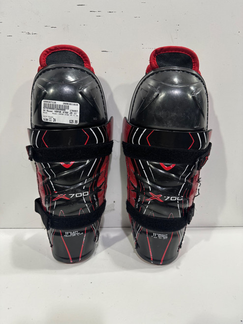 Vist Large View of Product Image Which is Used Bauer VAPOR X700 JR 11 SG Junior Shin Guards Black 11"