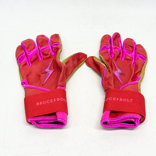 Vist Large View of Product Image Which is Used BRUCE BOLT BADER ADULT BB/SB Batting Gloves Red MD