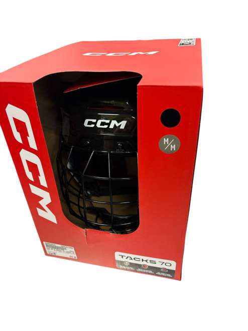 Vist Large View of Product Image Which is CCM CCM SR M TACKS 70 COMBO HELMET Helmet Cage Combo Black MD
