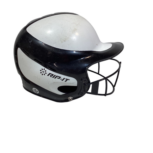 Vist Large View of Product Image Which is Used RIP-IT FP HELMET 6 - 6 7/8 Batting Helmet w/Mask Black And White SM