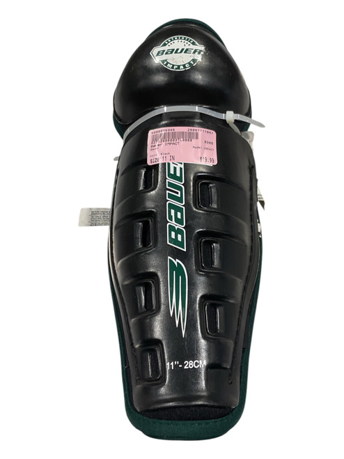 Vist Large View of Product Image Which is Used Bauer IMPACT Junior Shin Guards Black 11"