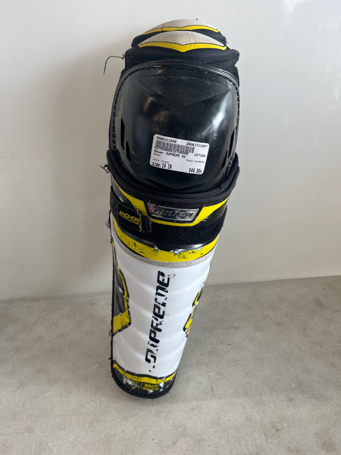 Vist Large View of Product Image Which is Used Bauer SUPREME Senior Shin Guards Black 14"