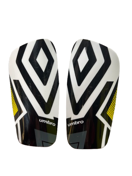 Vist Large View of Product Image Which is Used Umbro Soccer Shin Guards Adult Black And White SM