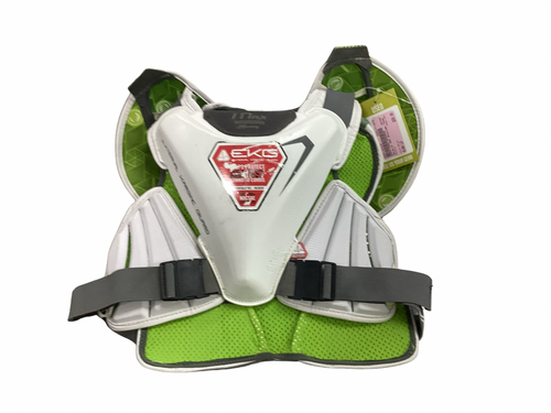 Vist Large View of Product Image Which is Used Maverik MAX Lacrosse Shoulder Pads White LG