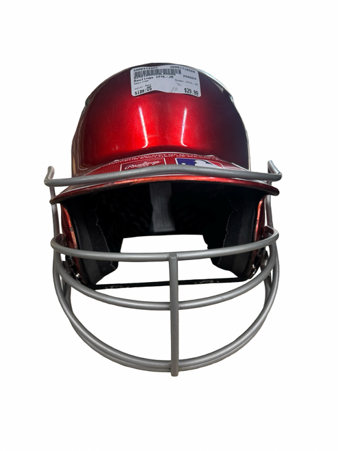 Vist Large View of Product Image Which is Used Rawlings CFHL-JR Batting Helmet w/Mask Red One Size