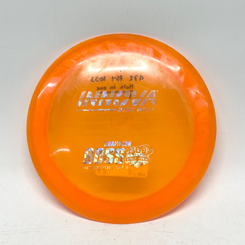 Vist Large View of Product Image Which is Used Innova CHAMPION BOSS Disc Golf Driver Orange 178g
