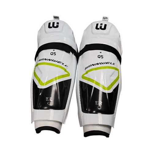 Vist Large View of Product Image Which is Used WinnWell Q5 Senior Shin Guards White 15"