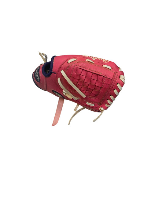 Vist Large View of Product Image Which is Used Rawlings PL90PPW BB/SB Glove RH Throw Pink 9"