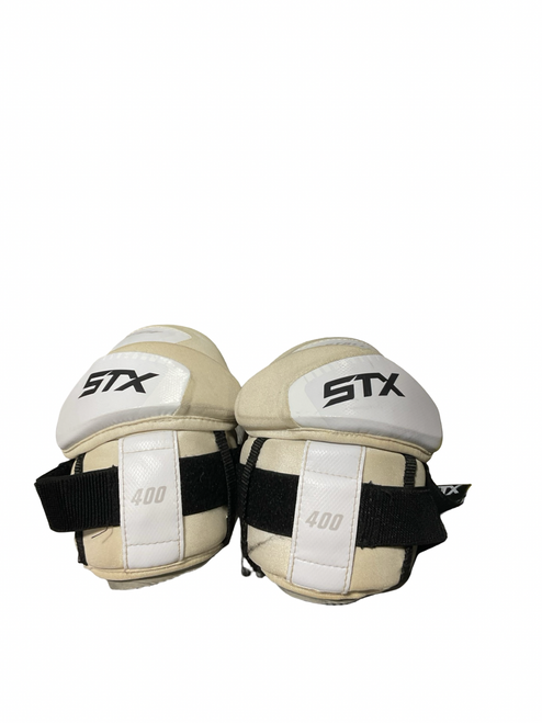 Vist Large View of Product Image Which is Used STX STALLION 400 Lacrosse Arm Pads/Guards White LG