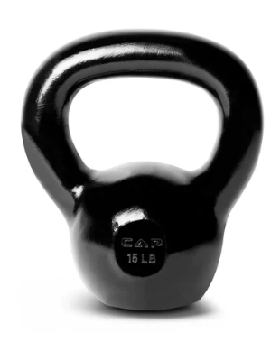 Vist Large View of Product Image Which is New 15 lb BLACK Cast Iron Kettlebell
