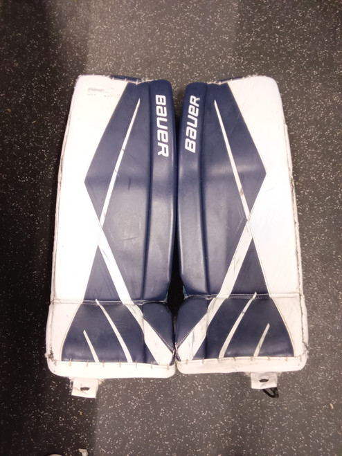 Vist Large View of Product Image Which is Used Bauer Goalie Leg Pads Inter Navy Blue 32"