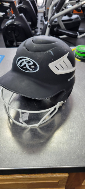 Vist Large View of Product Image Which is Used Rawlings 6 1/2 - 7 1/2 WITH MASK Batting Helmet w/Mask Black One Size