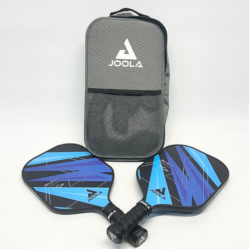 Vist Large View of Product Image Which is Used JOOLA BEN JOHNS BLUE LIGHTNING Pickleball Racquet White/Black/Royal