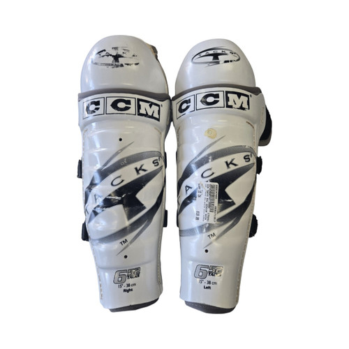 Vist Large View of Product Image Which is Used CCM TACKS 652 SENIOR SHIN GUARDS Senior Shin Guards White 15"