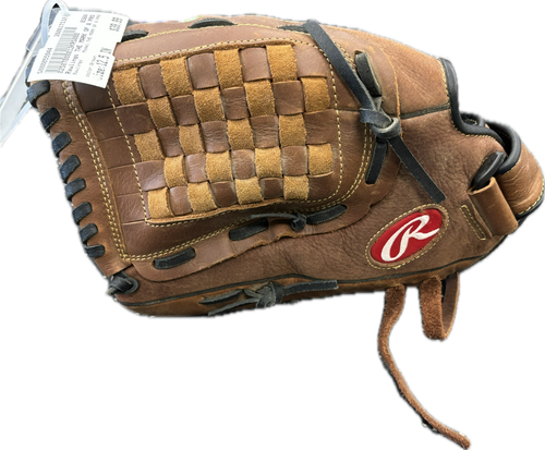 Vist Large View of Product Image Which is Used Rawlings THE MARK OF A PRO BB/SB Glove LH Throw Brown 12 1/2"