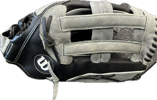 Vist Large View of Product Image Which is Used Wilson ELITE BB/SB Glove RH Throw Grey 14"