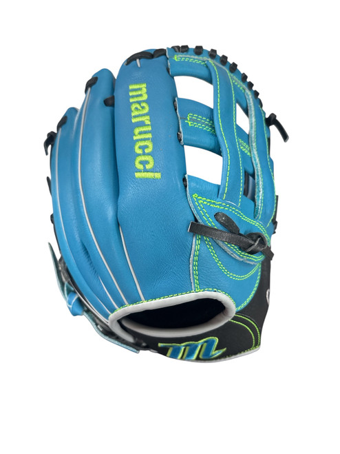 Vist Large View of Product Image Which is Used Marucci CADDO BB/SB Glove RH Throw Royal Blue 12"