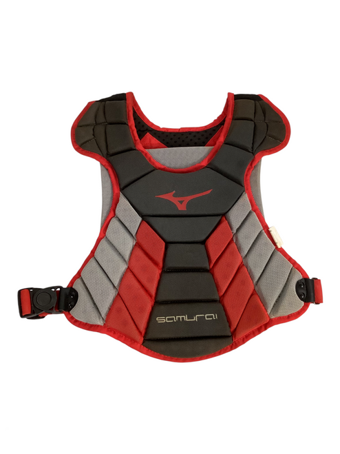Vist Large View of Product Image Which is Used Mizuno SAMURAI Catchers Chest Protector Red Adult