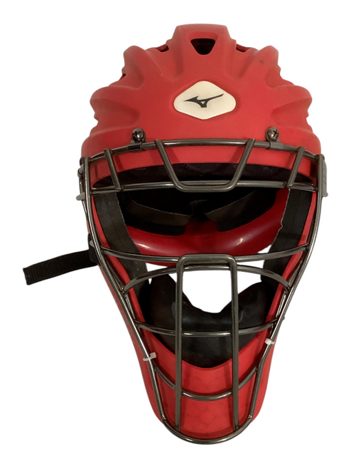 Vist Large View of Product Image Which is Used Mizuno SAMURAI Catchers Helmet with Mask Red