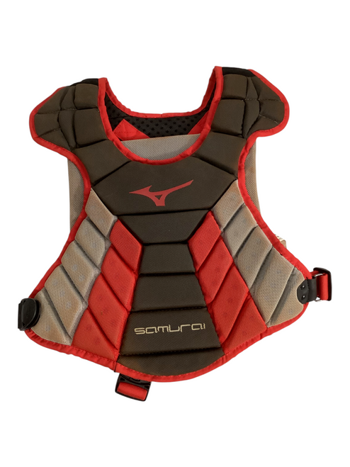 Vist Large View of Product Image Which is Used Mizuno SAMURAI Catchers Chest Protector Red Adult