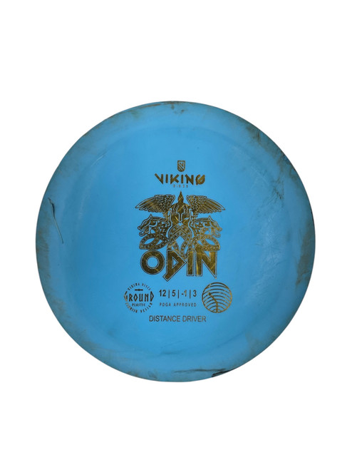 Vist Large View of Product Image Which is Used VIKING DISCS ODIN DISTANCE DRIVER Disc Golf Driver Carolina Blue