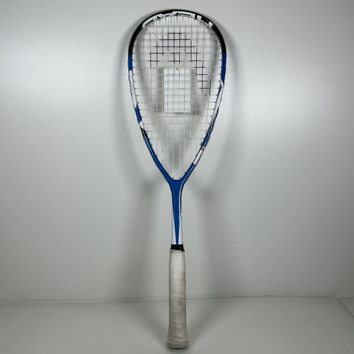 Vist Large View of Product Image Which is Used Head Microgel Raptor Adult Squash Racquet Royal Blue 4"