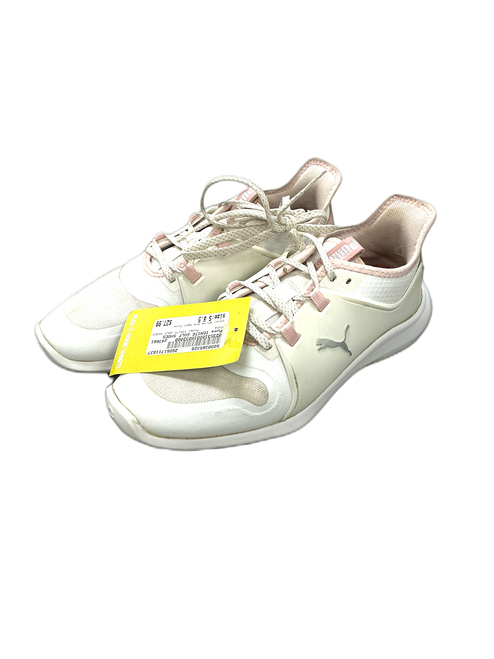 Vist Large View of Product Image Which is Used Puma IGNITE GOLF SHOES Womens Golf Shoes White And Neon Pink Senior 8.5