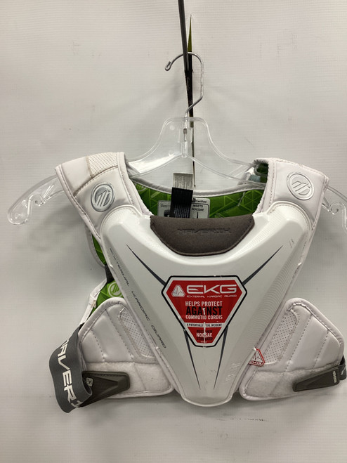 Vist Large View of Product Image Which is Used Maverik M6 EKG SHOULDER PAD Lacrosse Shoulder Pads White SM