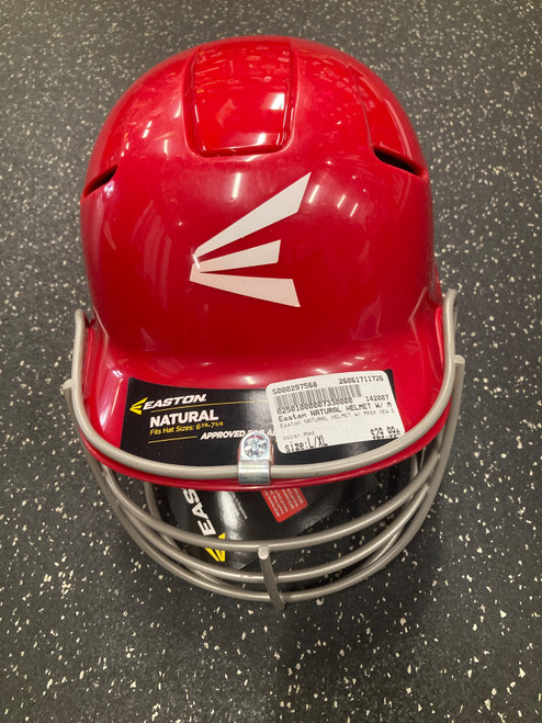 Vist Large View of Product Image Which is Used Easton NATURAL HELMET W/ MASK NEW SENIOR Batting Helmet w/Mask Red L/XL