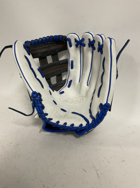 Vist Large View of Product Image Which is Used Wilson A950 BB/SB Glove RH Throw White 12"