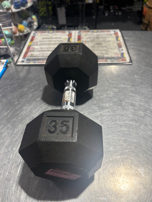 Vist Large View of Product Image Which is Used Rubber Hex Dumbbell (Each) 35 lb
