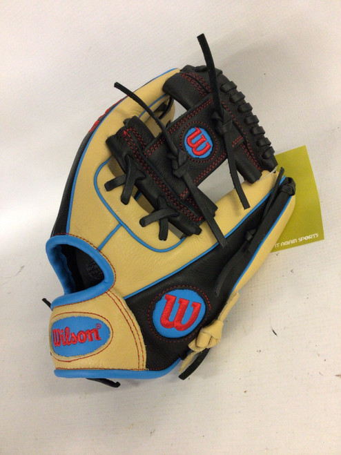 Vist Large View of Product Image Which is Used Wilson A500 BB/SB Glove RH Throw Black And Natural 11 1/2"