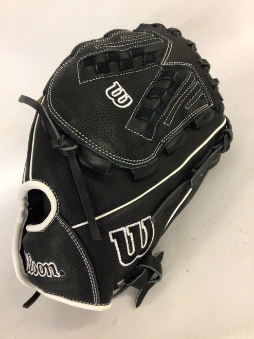 Vist Large View of Product Image Which is Used Wilson A700 BB/SB Glove RH Throw Black And White 12 1/2"