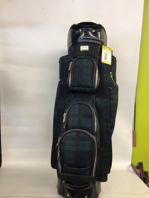 Vist Large View of Product Image Which is Used CUTLER NAVY PLAID CART BAG Mens Cart Bag Navy Blue