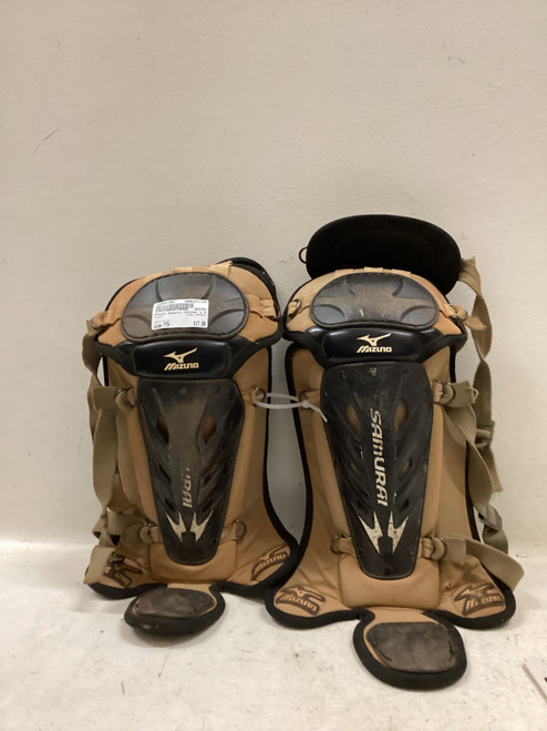 Vist Large View of Product Image Which is Used Mizuno SAMURAI Catchers Leg Guards Black Youth