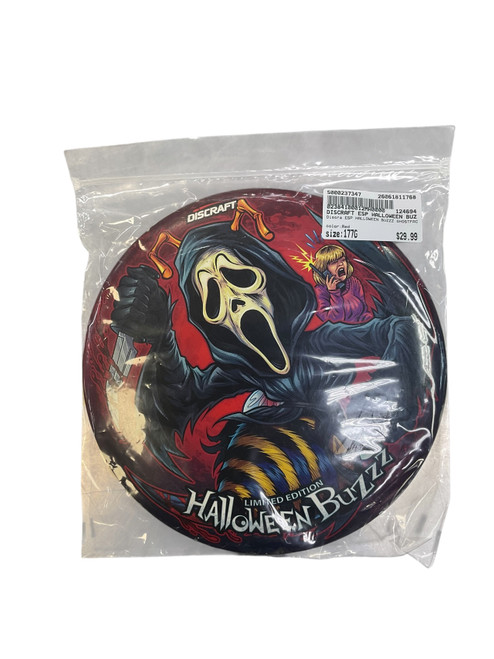 Vist Large View of Product Image Which is Used Discraft ESP HALLOWEEN BUZZZ GHOSTFACE Disc Golf Mid Range Red 177g
