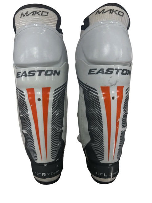 Vist Large View of Product Image Which is Used Easton MAKO Junior Shin Guards White 20"