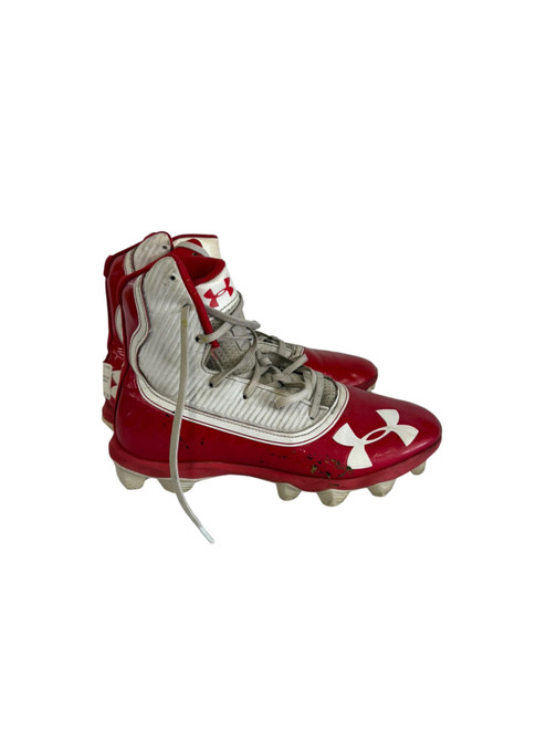 Vist Large View of Product Image Which is Used Under Armour Youth FB Cleats Red And White Youth 11.0