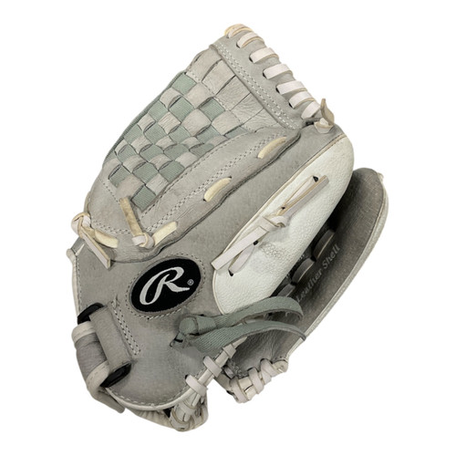 Vist Large View of Product Image Which is Used Rawlings HIGHLIGHT SERIES BB/SB Glove RH Throw Grey 12"