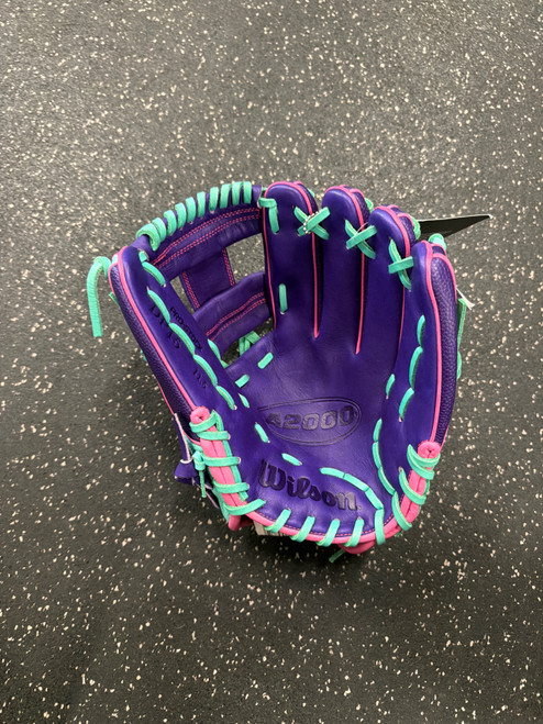 Vist Large View of Product Image Which is Used Wilson A2000 DP15SS BB/SB Glove RH Throw Purple 11 1/2"