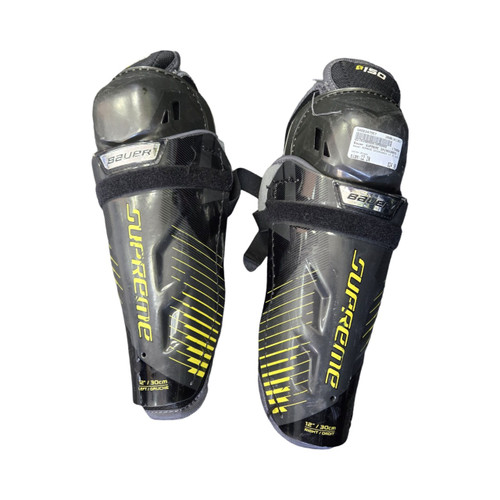 Vist Large View of Product Image Which is Used Bauer SUPREME SHINGUARDS 12 IN SHIN GUARDS Intermediate Shin Guards Black 12"