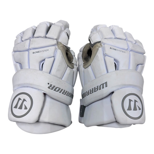 Vist Large View of Product Image Which is Used Warrior BURN Lacrosse Gloves Mens White 20"