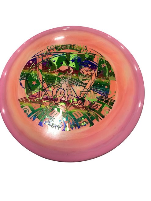 Vist Large View of Product Image Which is Used Discraft DOUBLE STAMP ESP BUZZZ Disc Golf Mid Range Pink